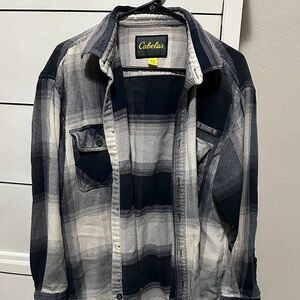 Cabela's Navy and Cream Checkered Shirt